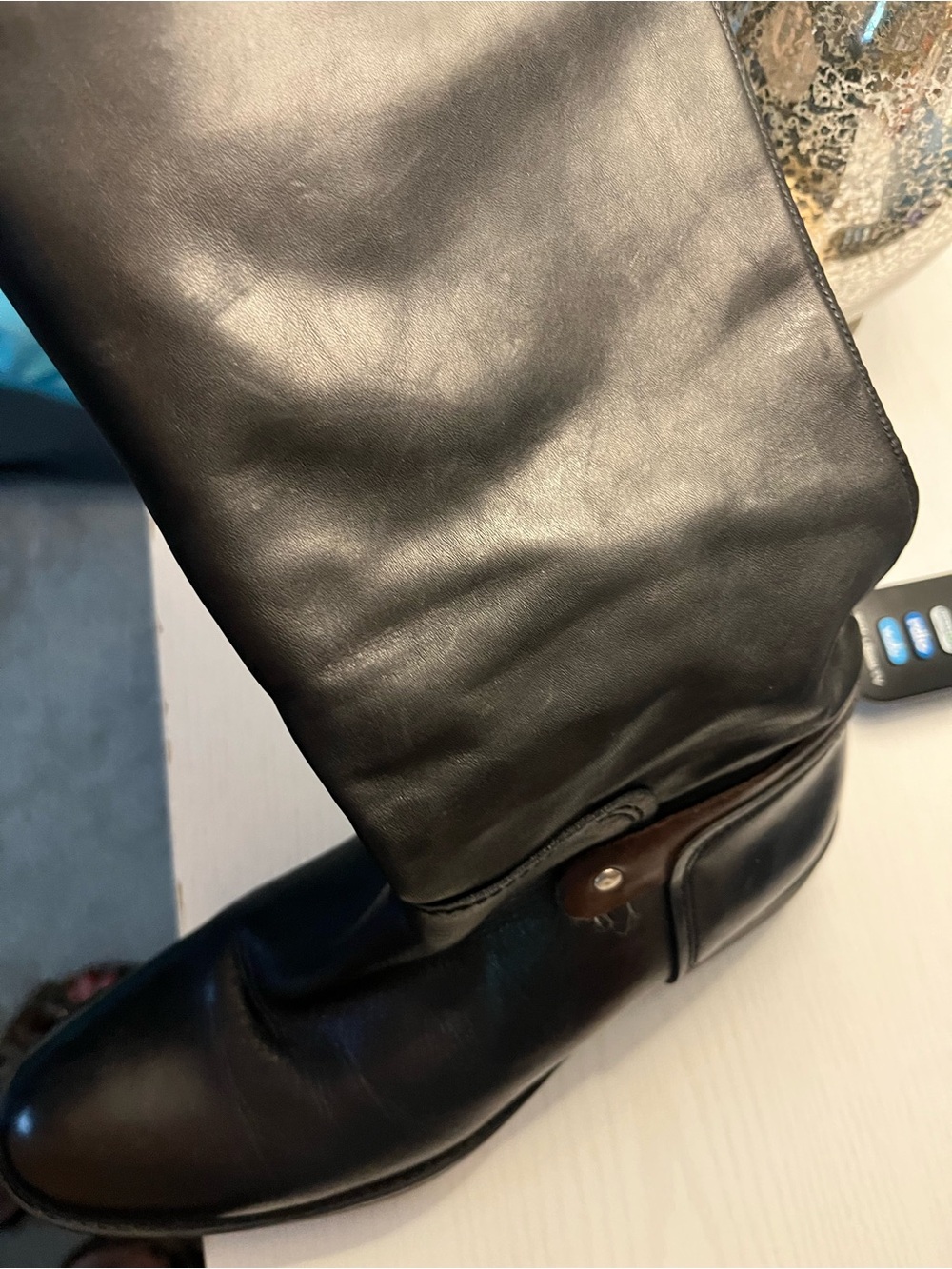 Bought in France leather Women's Two-Tone Brown & Black Riding Boots - Picture 8 of 14